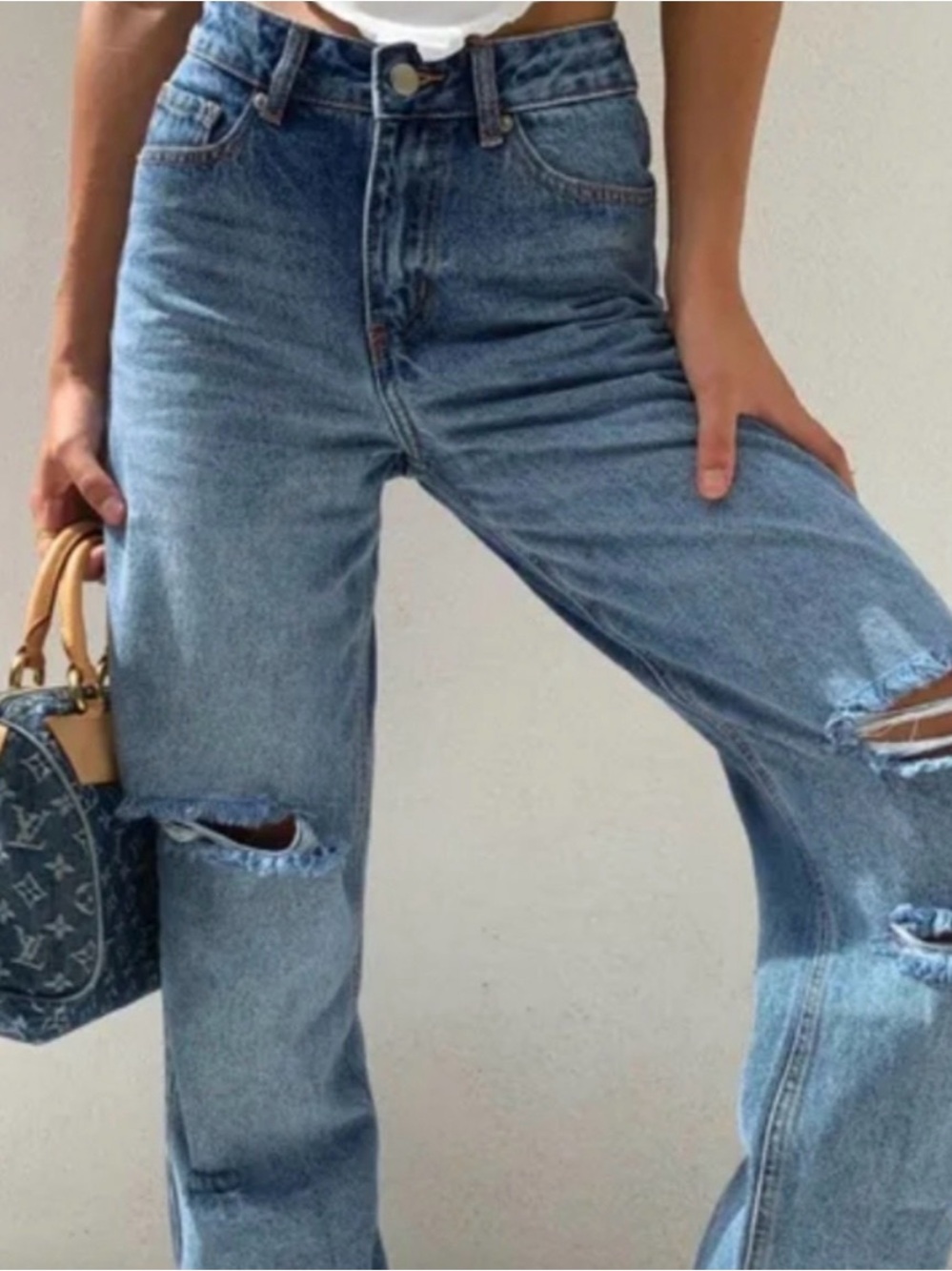 I.AM.GIA Size XS Distressed Boyfriend Jeans - Medium Wash